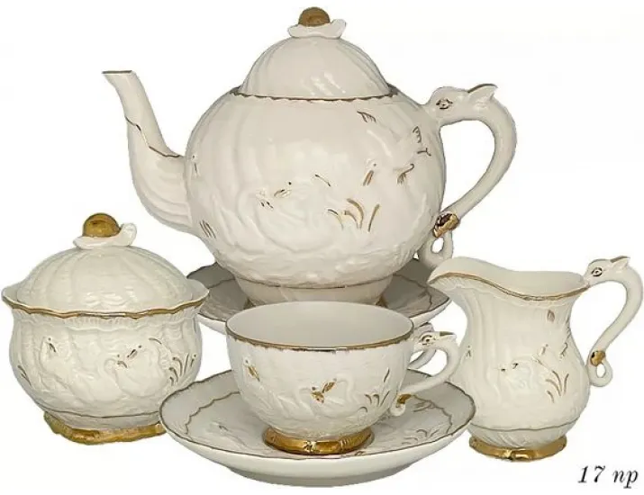 Чайный сервиз на 6 персон 17 предметов Lenardi Лебедь 666-363