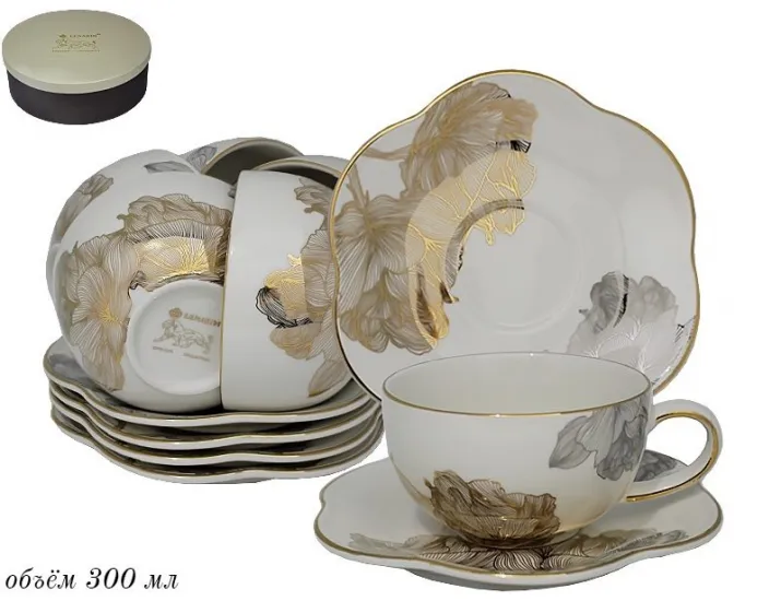 Набор чайных пар на 6 персон 12 предметов Lenardi Миллениум 666-367