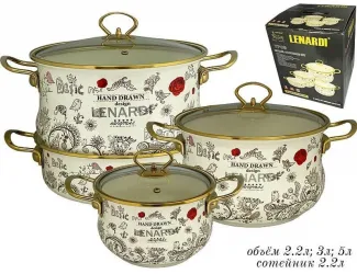 Набор эмалированной посуды из 7 предметов Lenardi Птичий дворик 776-014