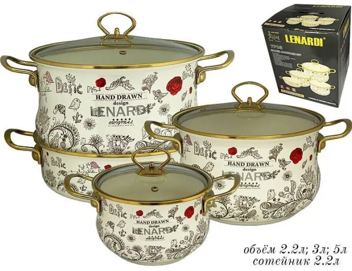 Набор эмалированной посуды из 7 предметов Lenardi Птичий дворик 776-014