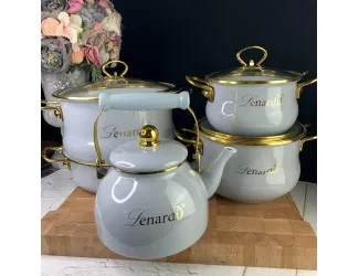 Набор эмалированных кастрюль из 9 предметов Lenardi Miguel 776-027 серый