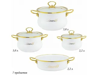 Набор эмалированной посуды из 7 предметов Lenardi Miguel 776-031 белый