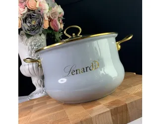  Кастрюля эмалированная 5л с крышкой 24см Lenardi Miguel 776-039 серая