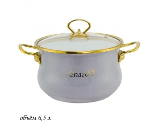Кастрюля эмалированная 6,5л с крышкой 26см Lenardi Miguel 776-042 серый