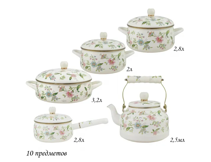 Набор эмалированной посуды из 10 предметов Lenardi Magnolia 776-065