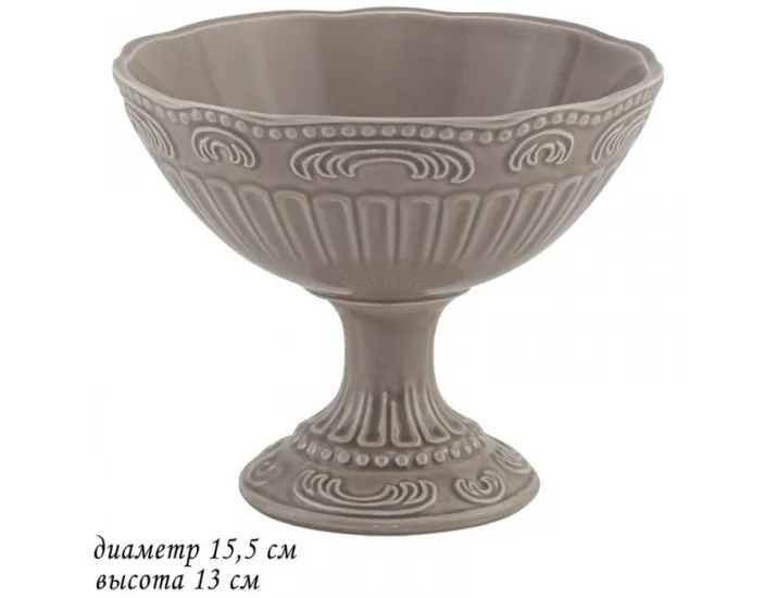 Конфетница на ножке 15,5см Lenardi Бавария серый 110448