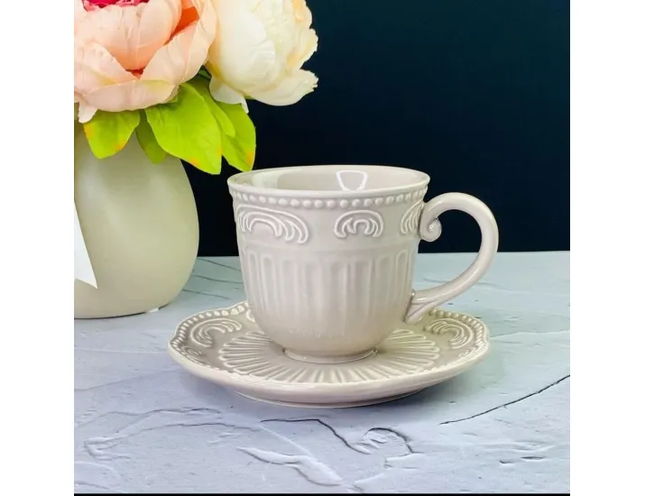 Набор чайных пар на 6 персон 12 предметов 250мл Lenardi Бавария серый 110459