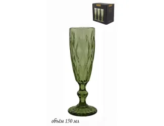 Набор фужеров для шампанского 150мл Lenardi зелёный 588-396