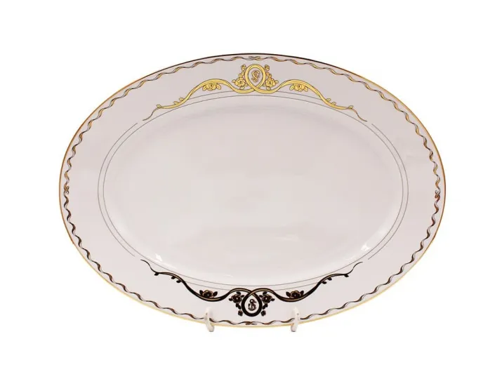 Блюдо овальное 35 Rudolf Kampf Роза и лента декор 2274 золото 02111523-2274