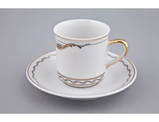 Чайная пара Rudolf Kampf Роза и ленты высокая с блюдцем 0,20л декор 2274 золото