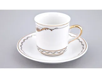 Набор чайных пар на 2 персоны 4 предмета Rudolf Kampf Роза и ленты 0,20л декор 2274 золото 02140415-2274k