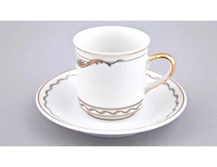 Набор чайных пар на 2 персоны 4 предмета Rudolf Kampf Роза и ленты 0,20л декор 2274 золото 02140415-2274k