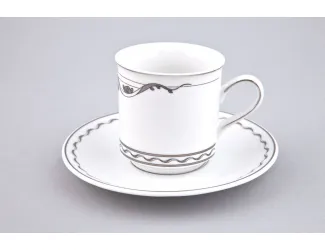 Набор чайных пар на 2 персоны 4 предмета Rudolf Kampf Роза и ленты 0,20л, декор 2275 платина 02140415-2275k