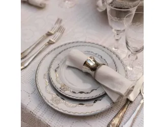 Набор тарелок мелких Rudolf Kampf Роза и ленты 6шт 25см декор 2275 платина 02160125-2275