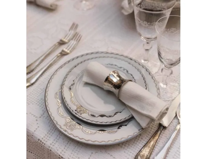 Набор тарелок мелких Rudolf Kampf Роза и ленты 6шт 25см декор 2275 платина 02160125-2275