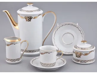 Сервиз чайный Rudolf Kampf Роза и ленты 15 предметов 6 персон декор 2274 золото
