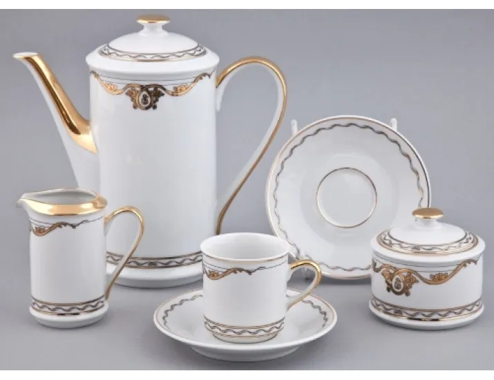 Сервиз чайный Rudolf Kampf Роза и ленты 15 предметов 6 персон декор 2274 золото