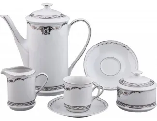 Сервиз чайный Rudolf Kampf Роза и ленты 15 предметов 6 персон декор 2275 платина