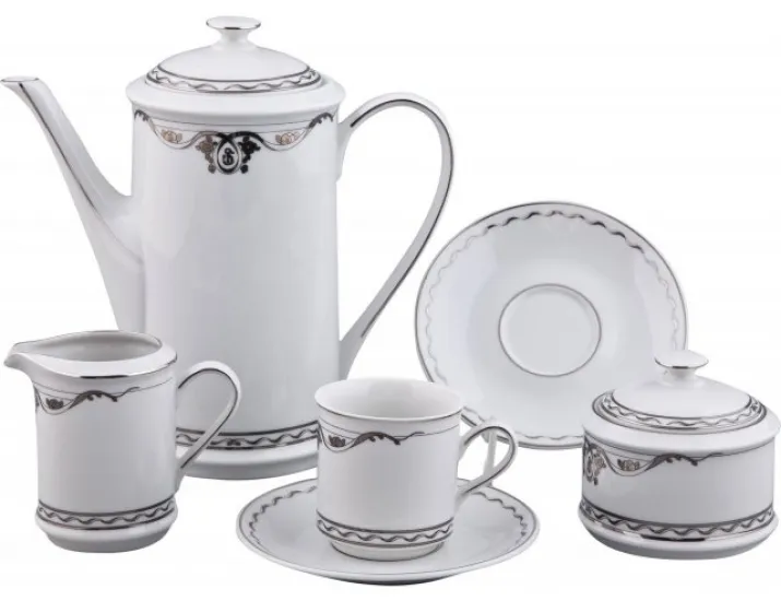 Сервиз чайный Rudolf Kampf Роза и ленты 15 предметов 6 персон декор 2275 платина