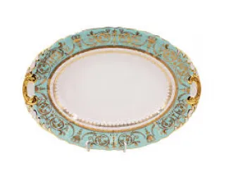 Блюдо овальное 39см Rudolf Kampf  Национальные традиции 238B, бирюзовый 07111515-238B