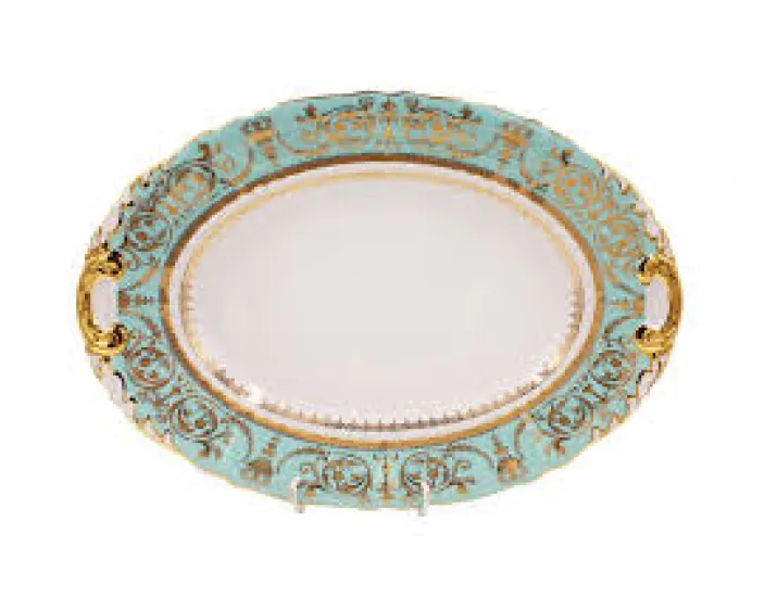 Блюдо овальное 39см Rudolf Kampf  Национальные традиции 238B, бирюзовый 07111515-238B