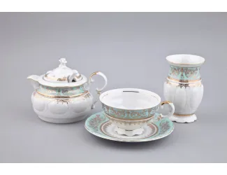 Подарочный набор чайный Rudolf Kampf 1 персона 6 предметов, Национальные традиции 238B, бирюзовый 07140824-238Bk