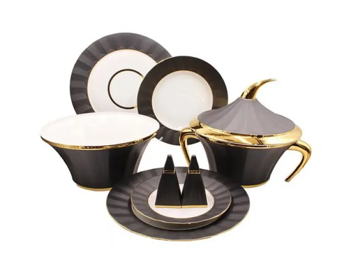 Сервиз столовый Rudolf Kampf Древний Египет 26 предметов 6 персон, чёрный с золотом 61162011-2112k