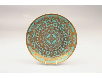 Тарелка мелкая Rudolf Kampf Александрия 30см бирюза с золотом 36111333-2282k