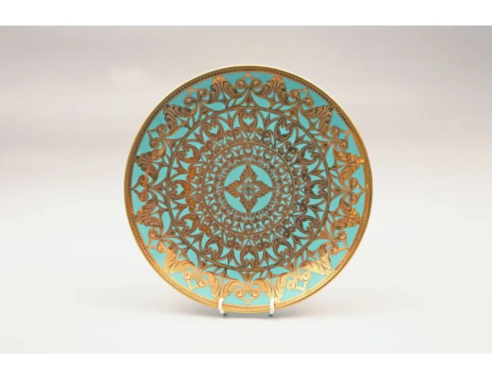 Тарелка мелкая Rudolf Kampf Александрия 30см бирюза с золотом 36111333-2282k