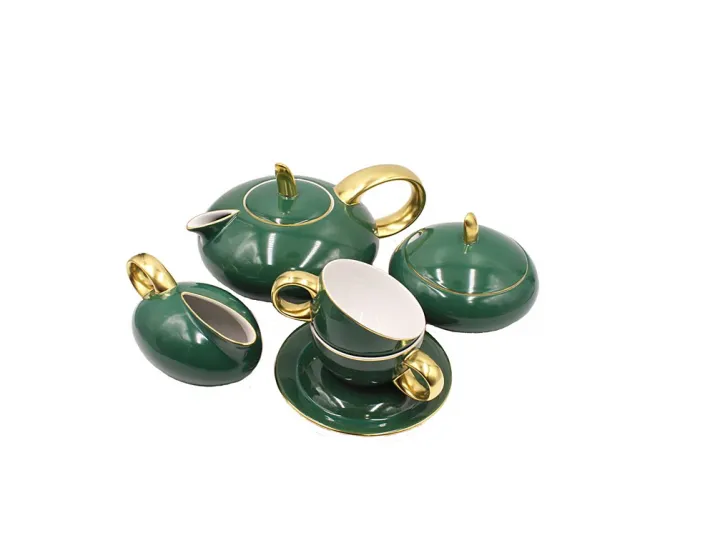Сервиз чайный Rudolf Kampf Мария Тереза 15 предметов 6 персон зелёный 42160725-2555
