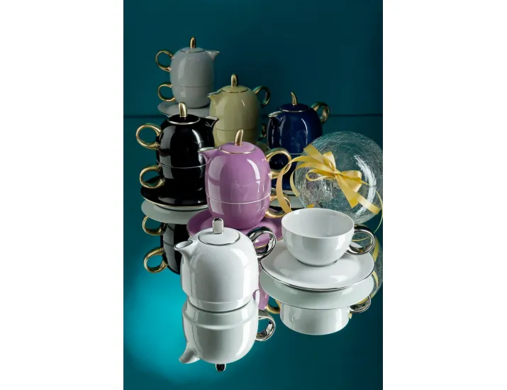 Восточный набор Rudolf Kampf Duo 3 предмета (чайник0,4+чашка0,2) белый, отводка платина 42140825-2565