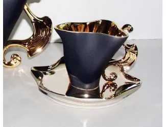 Чайная пара высокая Rudolf Kampf Дали 0,15л, черный с золотом 46120414-251Bk