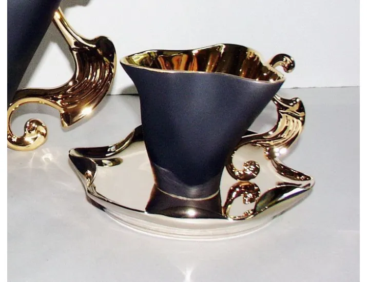 Чайная пара высокая Rudolf Kampf Дали 0,15л, черный с золотом 46120414-251Bk