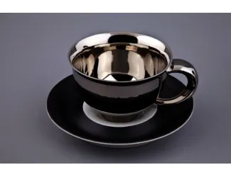 Чайная пара 350мл Rudolf Kampf Кельт декор 252A чёрный с платиной 52120411-252A