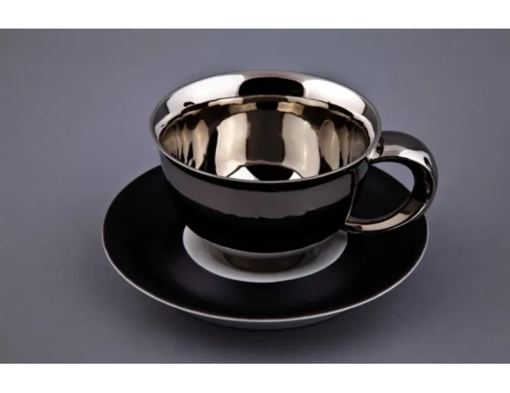 Чайная пара 350мл Rudolf Kampf Кельт декор 252A чёрный с платиной 52120411-252A