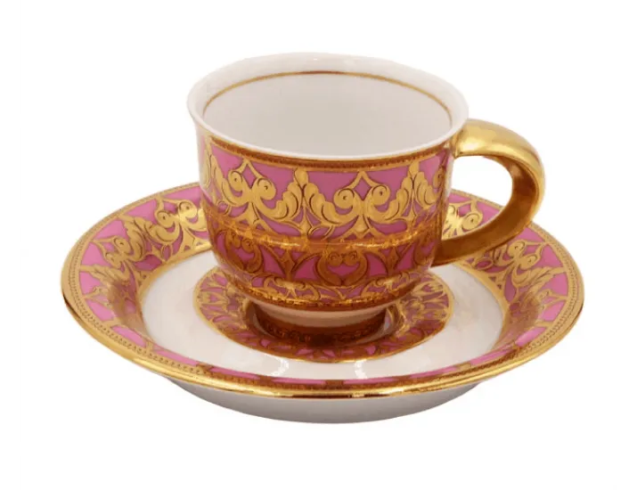 Набор кофейных пар на 2 персоны 4 предмета 100мл Rudolf Kampf Кельт декор 2291 розовый 52120413-2291kc