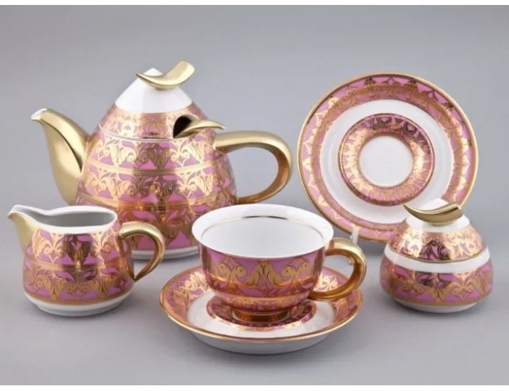 Сервиз кофейный с чайником 0,55л Rudolf Kampf Кельт , розовый
