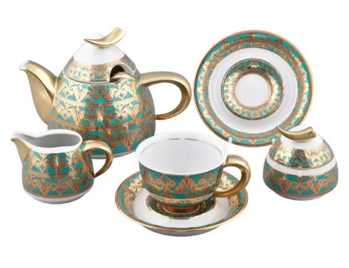 Сервиз чайный Rudolf Kampf Кельт на 6 персон 15 предметов бирюза 52160728-2292k