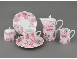 Сервиз чайный Rudolf Kampf Пастораль 15 предметов 6 персон, красный 53160725-1055k