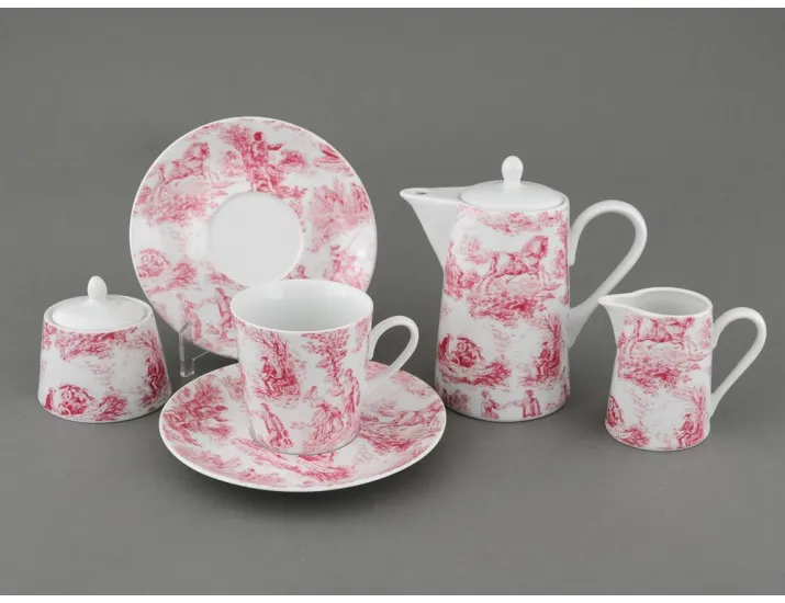Сервиз чайный Rudolf Kampf Пастораль 15 предметов 6 персон, красный 53160725-1055k
