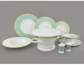 Сервиз столовый Rudolf Kampf Византия 25 предметов 6 персон, бирюза декор 2612