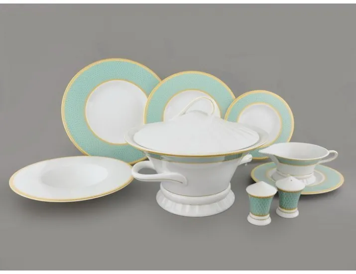 Сервиз столовый Rudolf Kampf Византия 25 предметов 6 персон, бирюза декор 2612