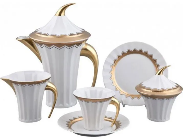 Сервиз чайный Rudolf Kampf Древний Египет 15 предметов 6 персон., белый с матовым золотом 61160725-2016