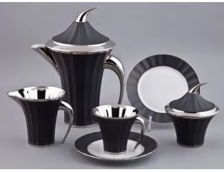 Сервиз чайный Rudolf Kampf Древний Египет 15 предметов 6 персон чёрный с платиной 61160725-2110k